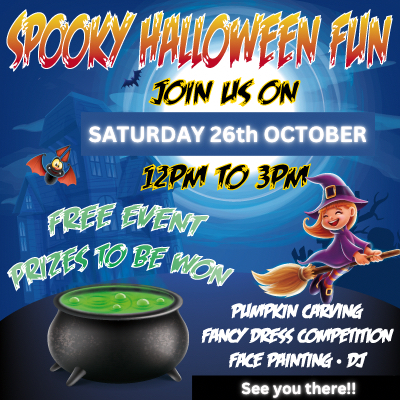 Spooky Halloween Fun Saturday 26th Oct. 12 to 3pm